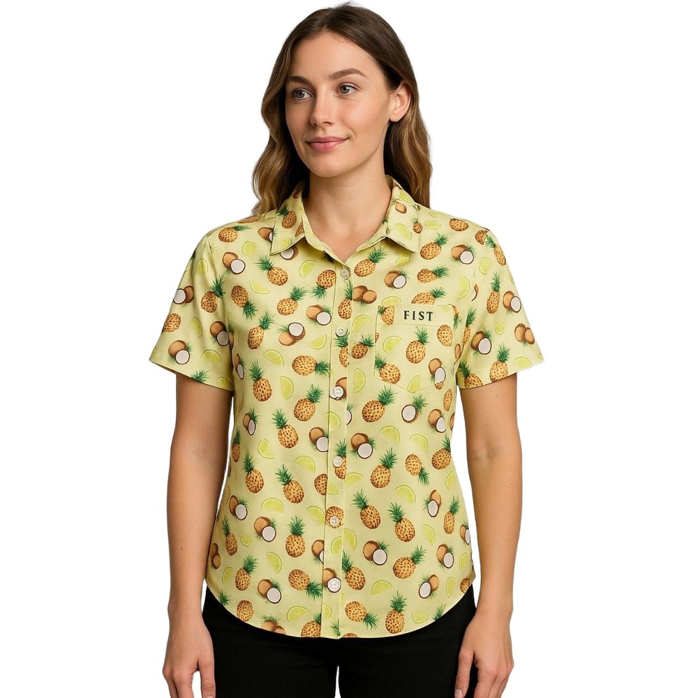 DIXXON FLANNEL CO. Women’s “Piña Colada” Short Sleeve Button-Up –‎ Size XL